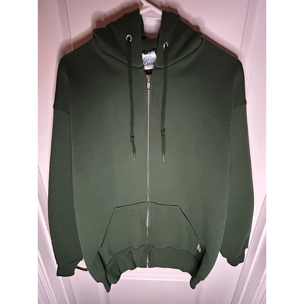 Vintage 90's Discus Athletic Forest  Green Full Zip Hoodie Sweatshirt Mens Large
